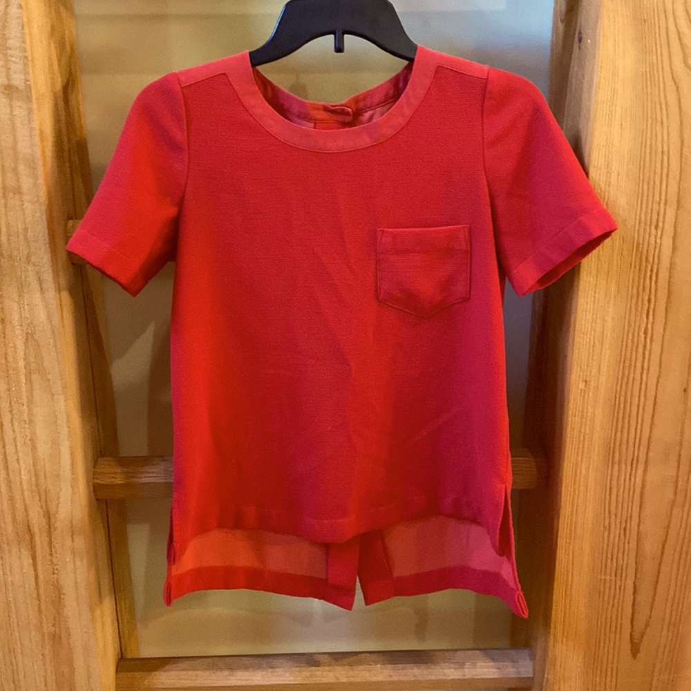 Madewell red top buttoned back retail: $98